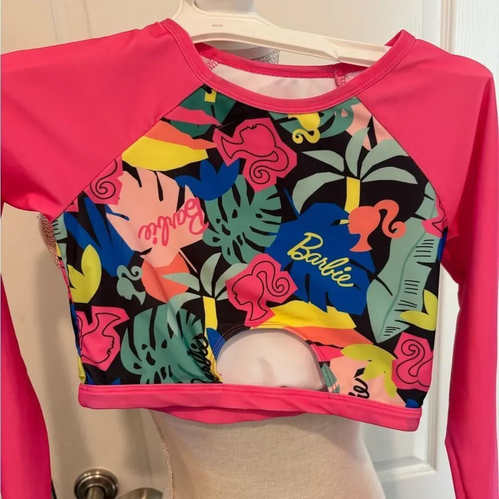 NWOT Barbie Kids Rashguard Set - Pink and Multicolor